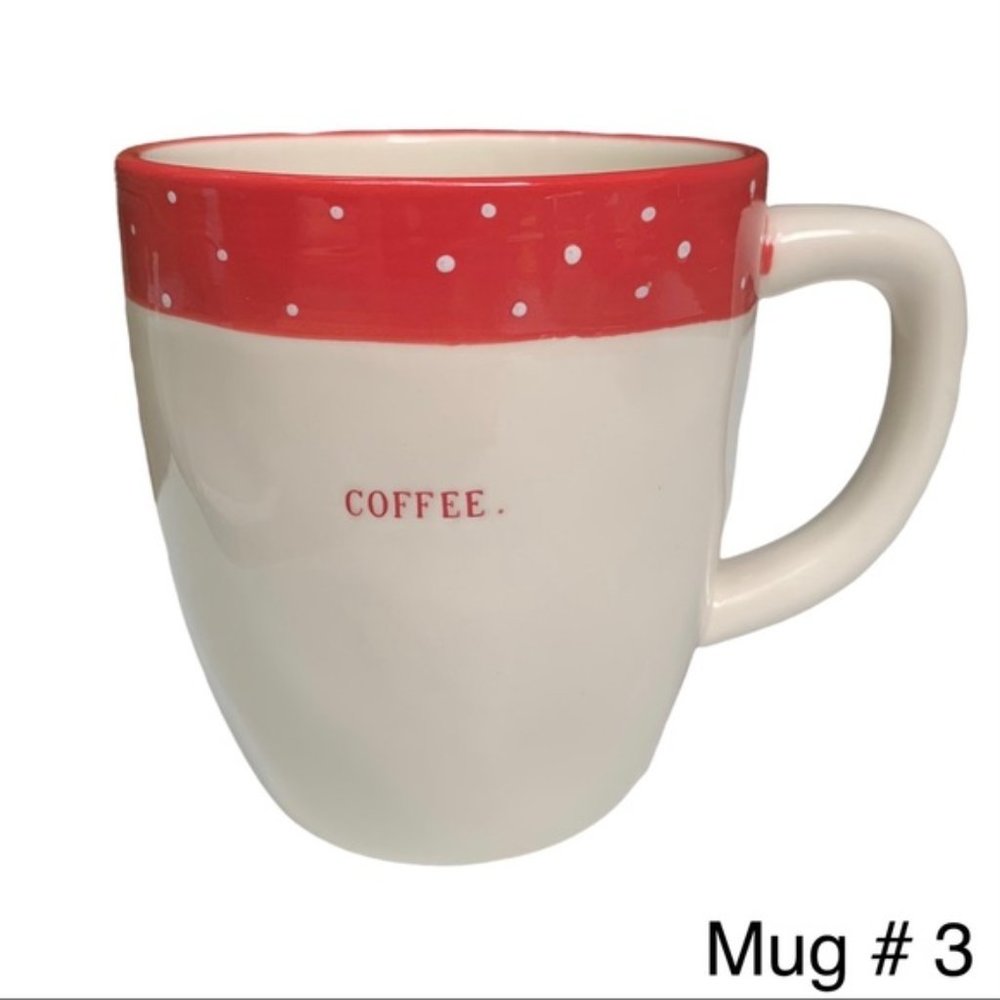 Rae Dunn COFFEE Mug Red White Polka Dot Christmas Dimples NWT 2017 OG